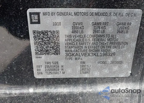 2019 GMC Terrain Slt from USA, damaged, VIN 3GKALVEX3KL196329